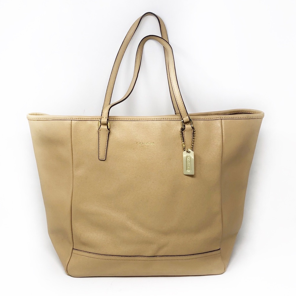 COACH Large Saffiano Creamy Tan Shoulder Tote Bag